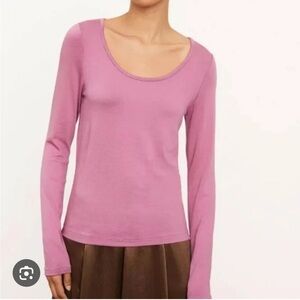 Vince Long Sleeve Scoop Neck Top in Purple | XXL